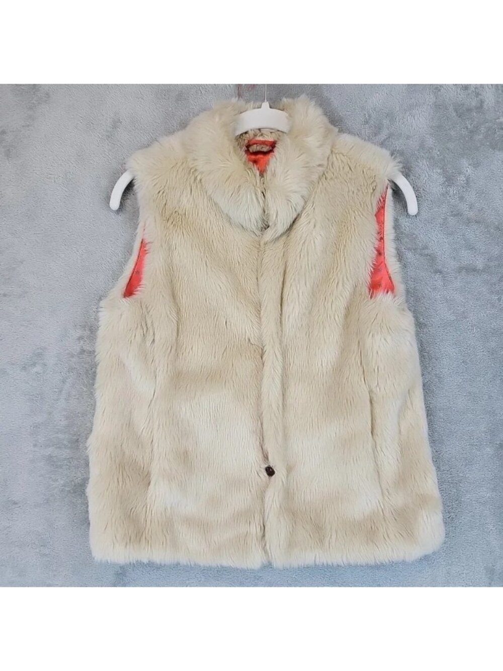 Mini Boden Vest Youth 11-12Y Beige Faux Fur Lined Button Front Winter Warm